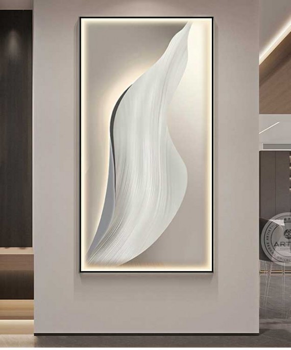 The Gray Panel With The Golden Frame Has Elegant Lighting